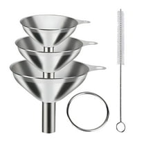 Amacok Mini Stainless Steel Funnel Set for Kitchen Use, Metal Small Funnels for Filling Small Bottles Tiny Kichen Funnel Set, Food Oil Blask Liquor Powerder Protein Funnel Dispenser