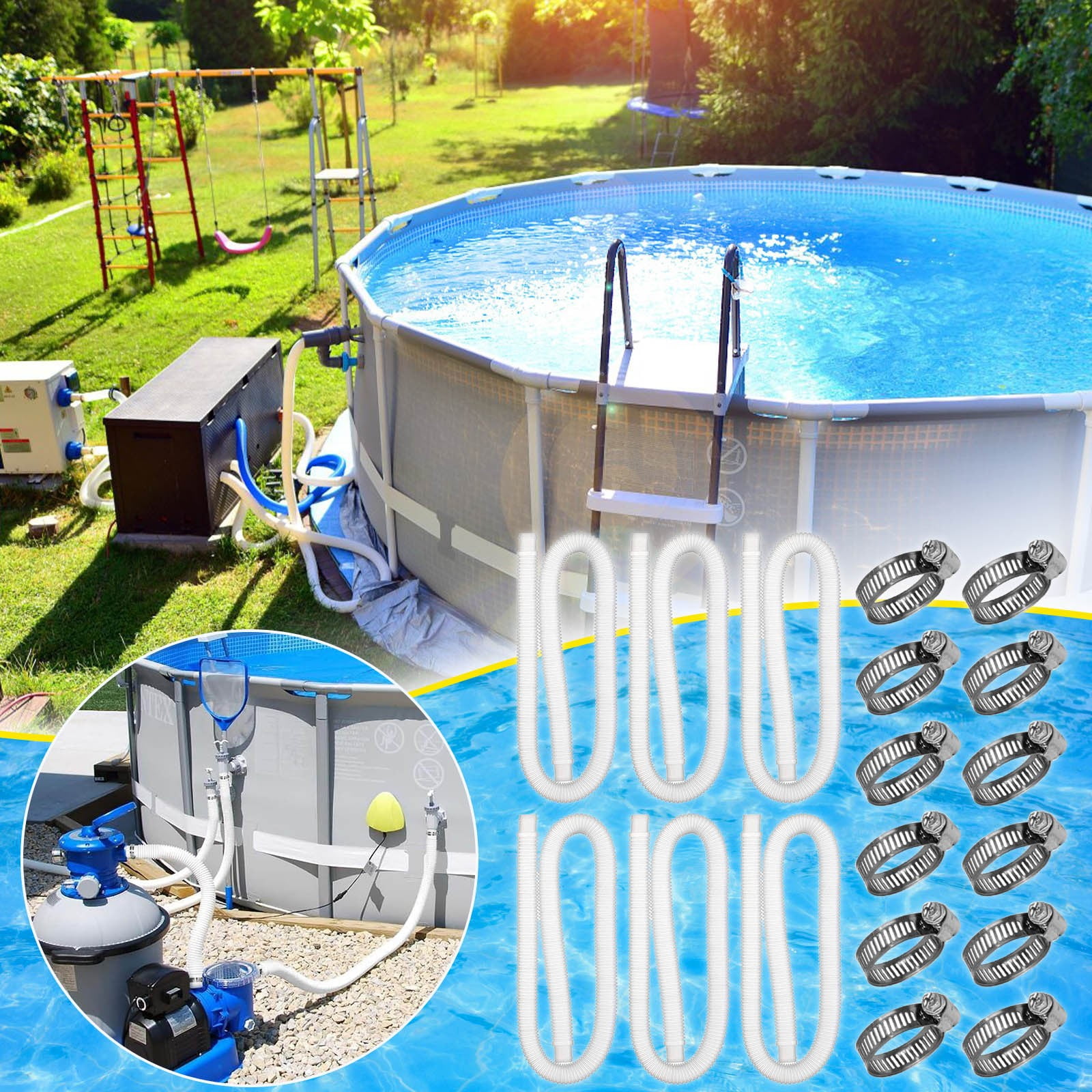 Amacok Pool Hoses for Above Ground Pools, 6 Pack Pool Pump Replacement