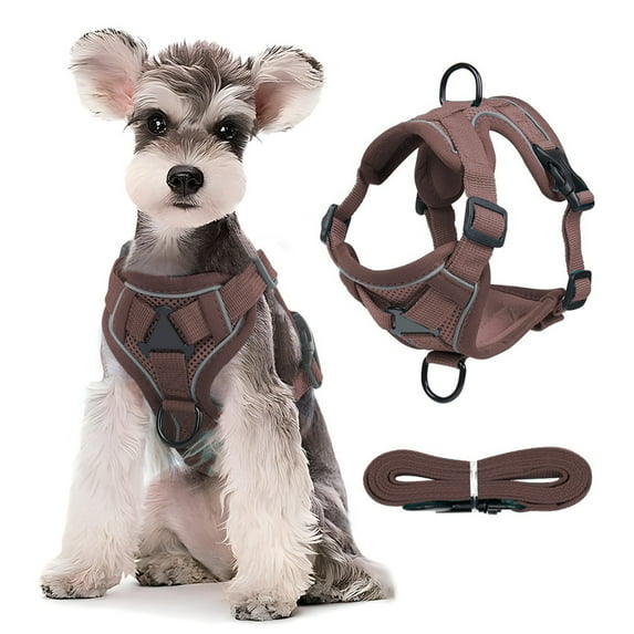 Amacok Small Dog Harness and Leash Set Adjustable Vest Breathable Puppy Harness with Handle for Walking Reflective Jacket Dog Harness