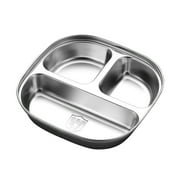 Amacok Stainless Steel Divided Tray Divided Dinner Snack Plate Kids Baby Plate Diet Plate Diet Food Control Tray for Lunch, Breakfast, Portion Control, Snacks, Camping, Traveling - Dishwasher Safe