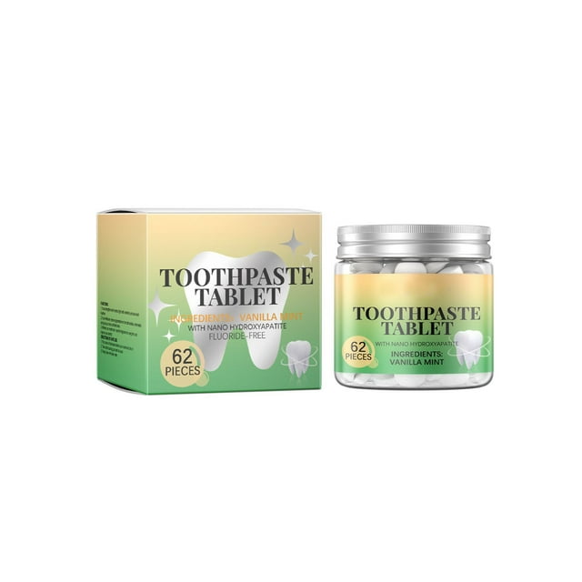 Amacok Toothpaste Tablets, 62 Pack, Fluoride Free, Plastic Free, Vegan