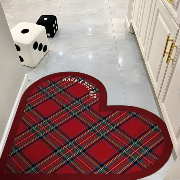 Amacok Valentine's Day Bathroom Rug, Heart Bath Mat, Love Rugs for Valentine's Decor, Gift for Living, Bedroom, Kitchen, Children's Room, Non-Silp Porch Mat, 19.7Inch