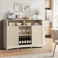 thumbnail image 1 of Amada 47.2" Modern Coffee Bar Cabinet with Storage, Fluted Wood Buffet Sideboard with Wine and Glass Rack, Liquor Cabinet with Adjustable Shelves for Kitchen, Dining Room, Entryway, Natural Oak, 1 of 8