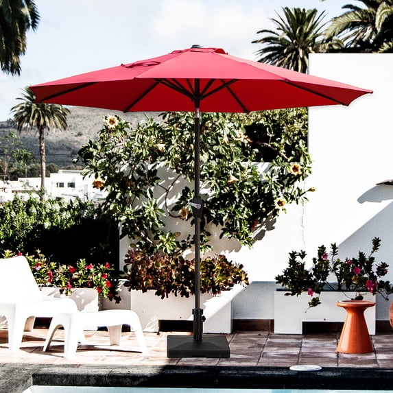 Amada 9 FT Patio Umbrella with 50 Lbs Concrete Umbrella Base
