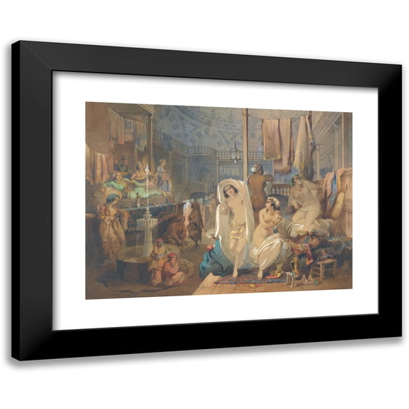 Amadeo Preziosi 18x14 Black Modern Framed Museum Art Print Titled - In the Hammam (1854)