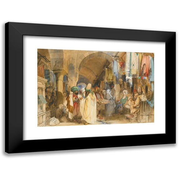 Amadeo Preziosi 24x17 Black Modern Framed Museum Art Print Titled - The Grand Bazaar, Constantinople (1852)