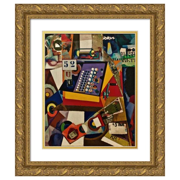 Amadeo de Souza-Cardoso 15x18 Gold Ornate Wood Frame and Double Matted Museum Art Print Titled - Untitled (Cash Register) (C.1917)