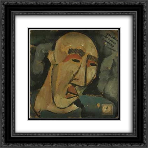 Amadeo de Souza Cardoso 2x Matted 20x20 Black Ornate Framed Art Print 'A Mongol'