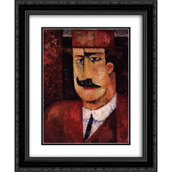 Amadeo de Souza Cardoso 2x Matted 20x24 Black Ornate Framed Art Print 'Portrait of Francisco Cardoso'