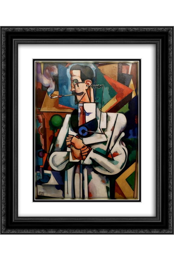Amadeo de Souza Cardoso 2x Matted 20x24 Black Ornate Framed Art Print 'Untitled (Portrait of Paul Alexander) '