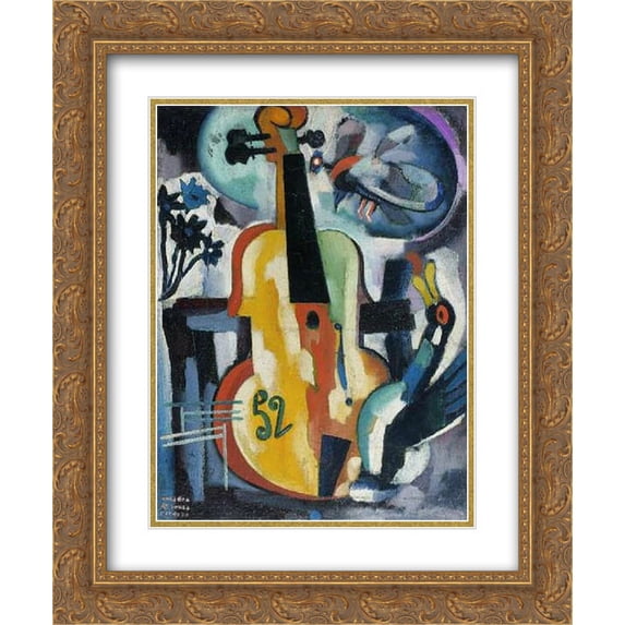 Amadeo de Souza Cardoso 2x Matted 20x24 Gold Ornate Framed Art Print 'Composition with violin'