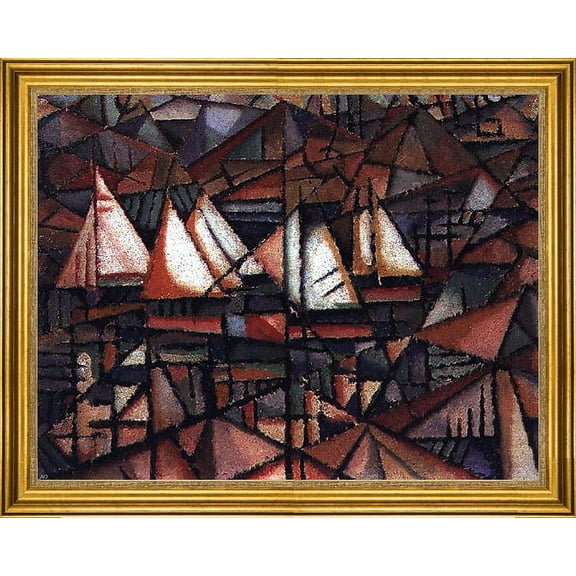 Amadeu De Sousa Cardoso Barcos - 18" x 24" Framed Premium Canvas Print