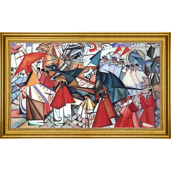Amadeu De Sousa Cardoso Procissa do Corpus Christi - 14" x 28" Framed Premium Canvas Print