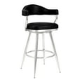 thumbnail image 1 of Amador 26" Counter Height Barstool in Brushed Stainless Steel and Vintage Black Faux Leather, 1 of 2