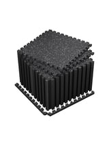 Amadwell 0.4" Thick 96 Sq Ft Gym Flooring for Home Gym,24 Tiles Upgraded Rubber Top with High Density EVA Foam, Interlocking Exercise Equipment Mats, Heavy Weight Workout Mat, Black/Grey