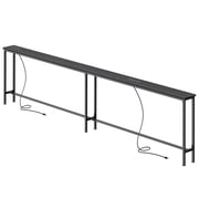 Amadwell 102" Console Table, 5.9 Inch Narrow Sofa Table, with Power Ports, Behind Couch Table for Living Room Entryway Hallway Bedroom, Small Spaces, Black