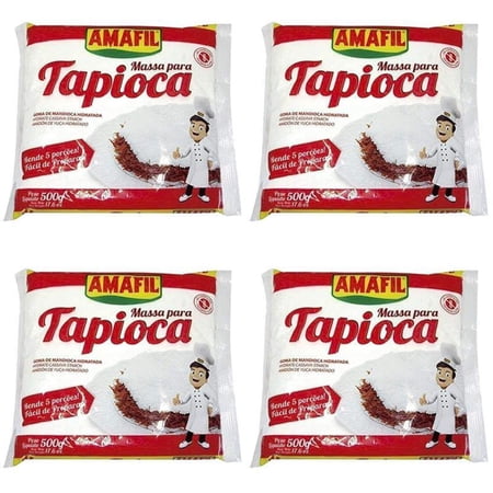 Amafil BrazilianTapioca Flour | Massa Para Tapioca | Farinha de Tapioca - 500G 17.6Oz (4 Pack)