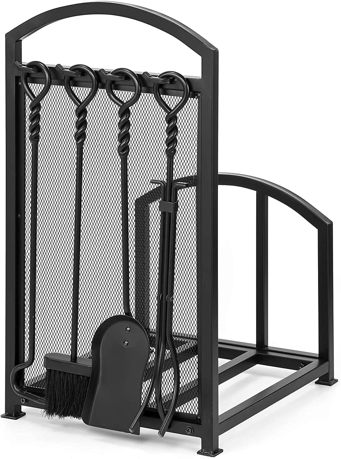 Amagabeli 30.7in Tall Firewood Rack with 4 Fireplace Tools Indoor