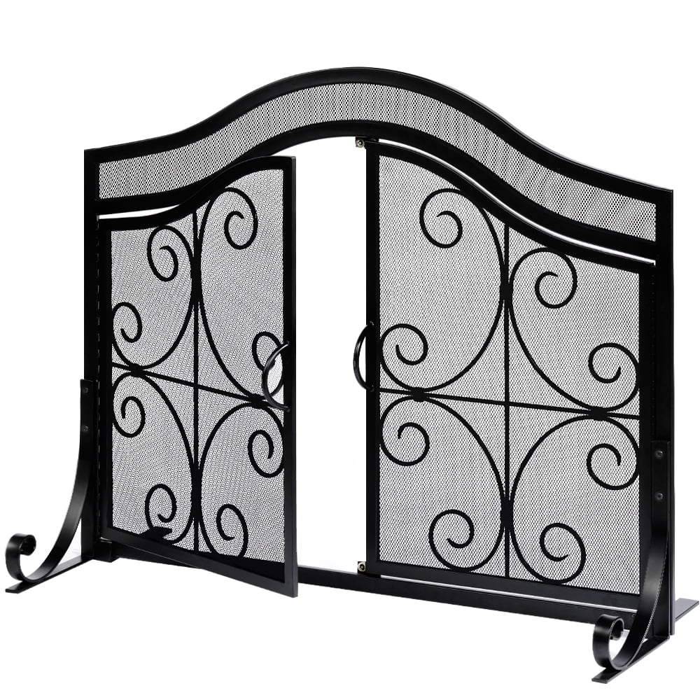 Amagabeli 33x41 Inch Fireplace Screen with Doors Spark Guard Sturdy