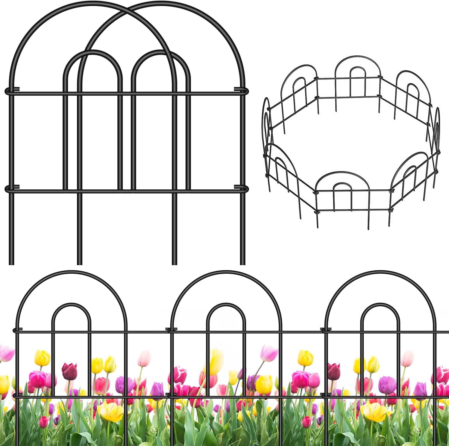 Amagabeli Outdoor Vinyl Decorative Garden Fence Panels Ft L X