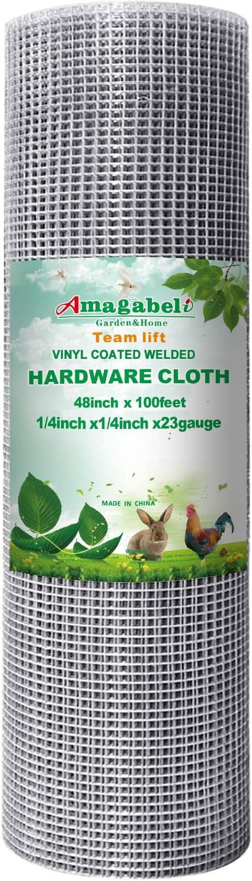 Amagabeli 48x100 Hardware Cloth 1/2 Inch 19 Gauge Vinyl Coated Square Chicken Wire Fence Mesh Roll Raised Garden Bed Plant Supports Poultry Netting Cage Snake Fence BG483