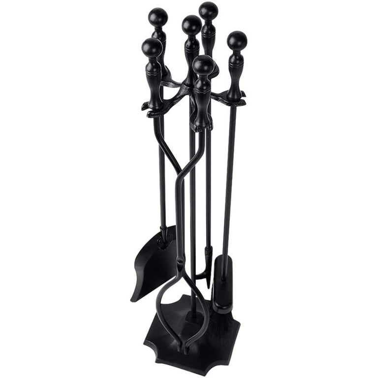 Amagabeli 5 Pcs Fireplace Tools Sets Black Handle Wrought Iron