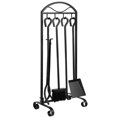 thumbnail image 1 of Amagabeli 5 Pieces Fireplace Tools Indoor Outdoor Large Wrought Iron Firewood Toolset with Decor Holder Black Fireset Pit Stand Fire Place Log Tongs Tools Kit Sets with Handles Wood Stove Ac, 1 of 9