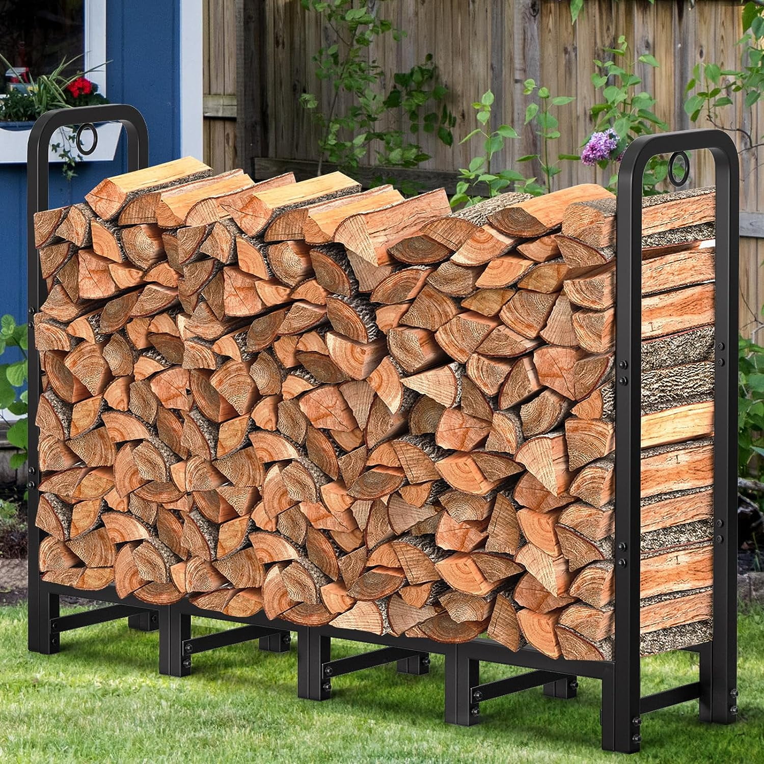 Amagabeli 5FT Firewood Log Rack Waterproof Outdoor Log Holder for