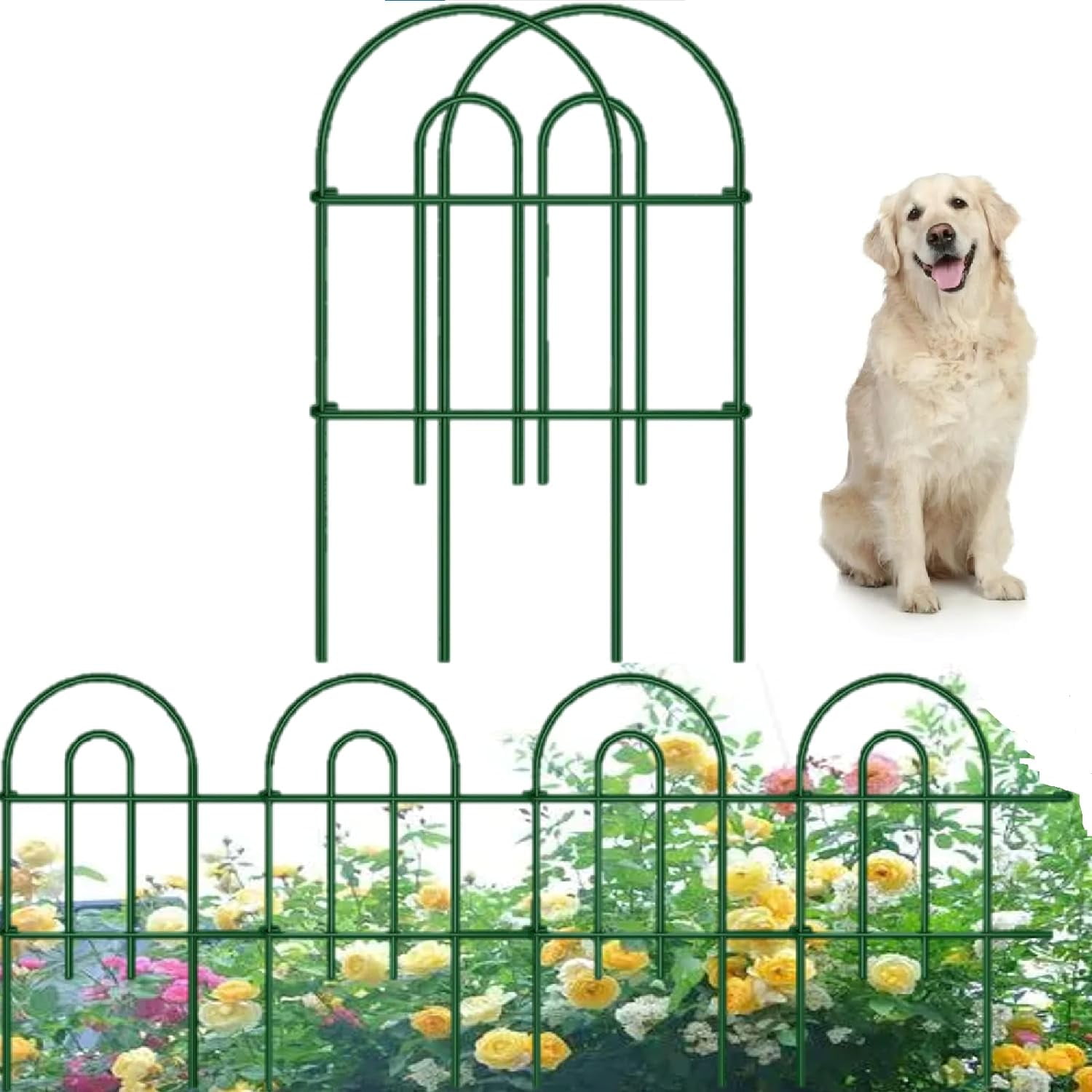 Green Iron Decorative Garden Fence Panels, 24" High, 35ft Length