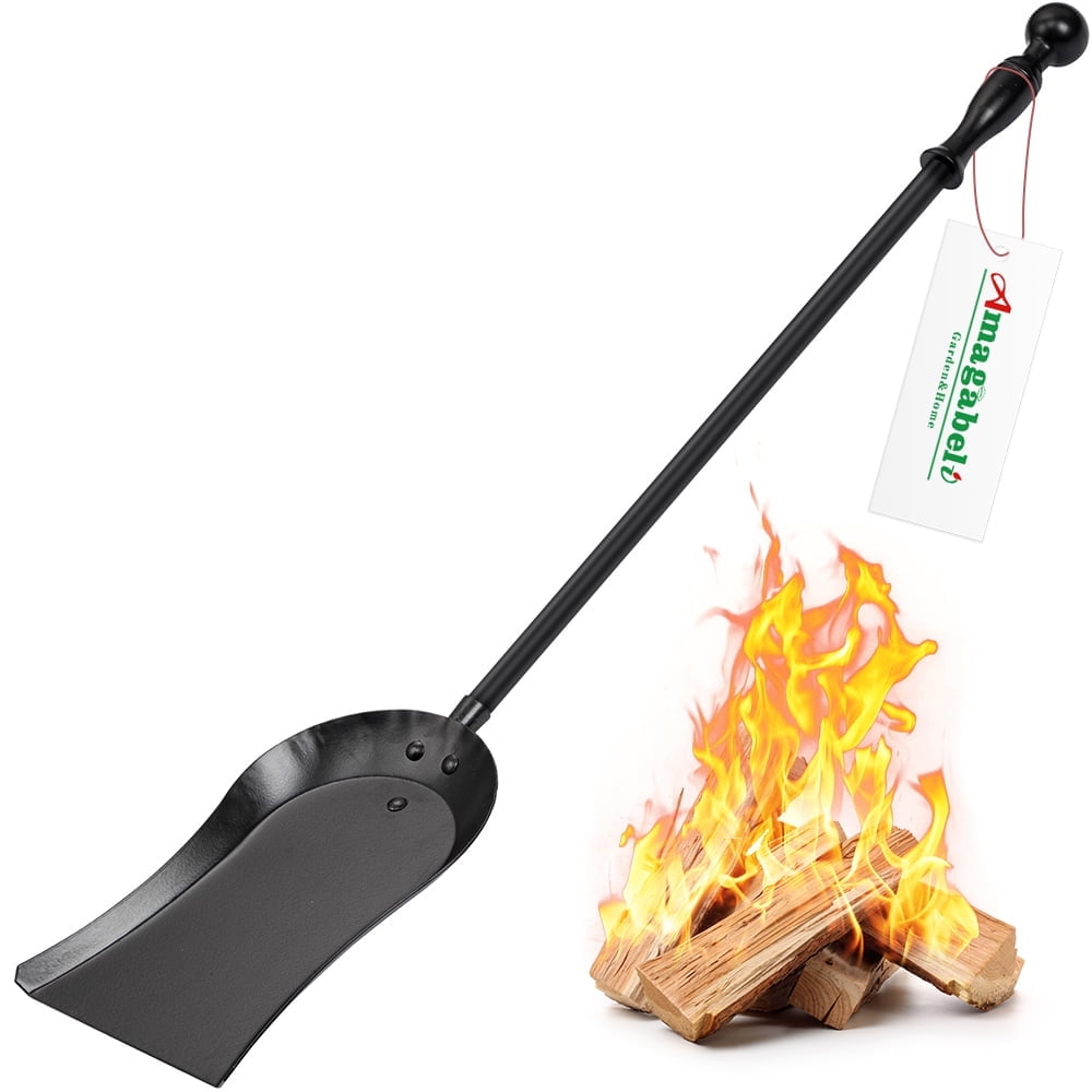 Amagabeli Fireplace Ash Shovel Heavy Gauge Steel Fireplace ScoopAsh