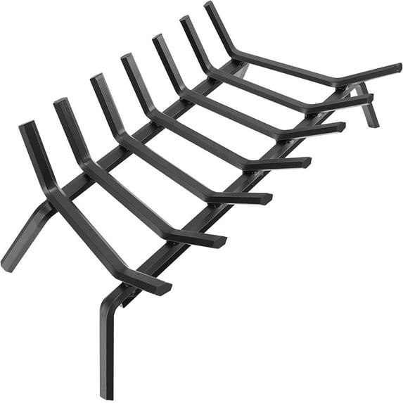 Amagabeli Fireplace Grates 24 Inch Wide Heavy Duty Solid Steel Fireplace Log Grate for Indoor Wood Holder Wrought Iron Fire Grate Wood Rack for Outdoor Kindling Wood Stove Hearth Burning Rack Black