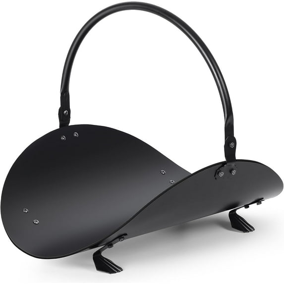 Amagabeli Fireplace Log Holder Indoor Firewood Carrier Metal Wood Rack Holders Tools Covers Fire Wood Basket Container Sets Ash Bucket and Carrying Bag Black Hearth Fireset Birch Outdoor Basket