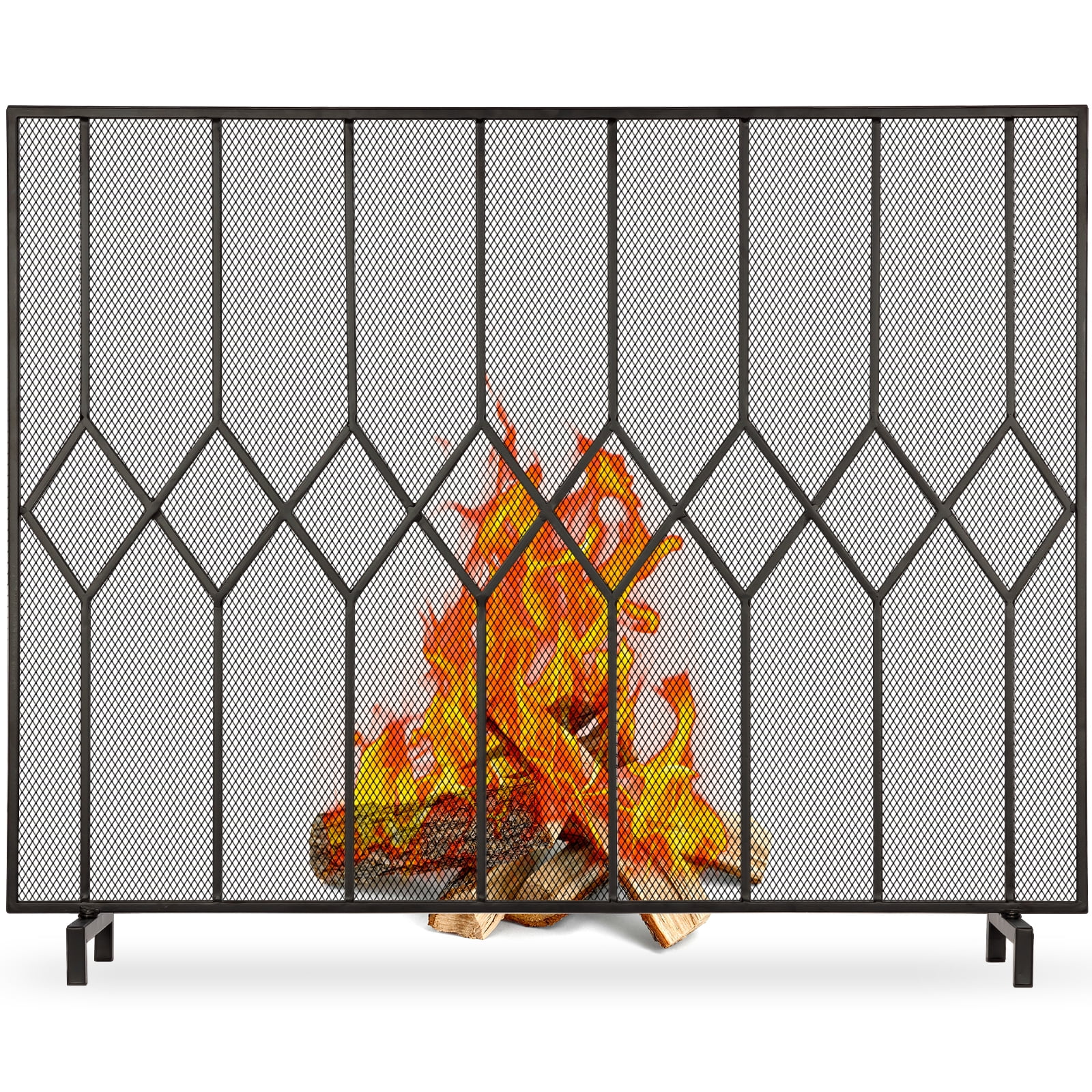 Amagabeli Fireplace Screens for Wood Burning Fireplace Single Panel Wrought Iron Fireplace Cover