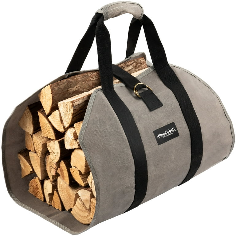 WITSTEP Firewood Carrier Backpack, Water Resistant firewood bag Sturdy Log  Tote with Adjustable Straps,Waxed Canvas Firewood Log Carrier Backpack for