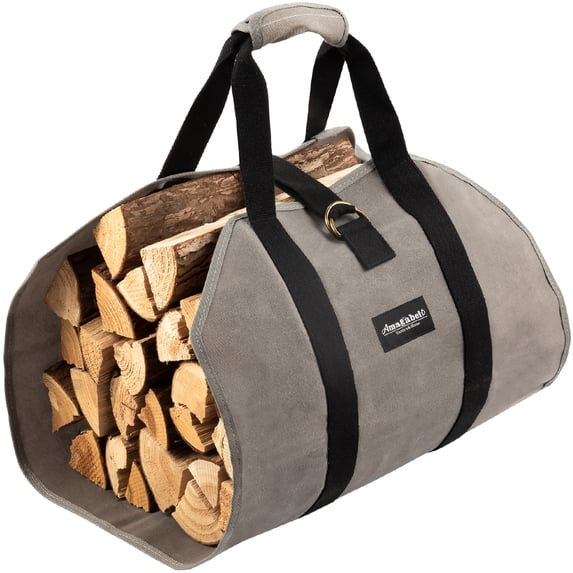 Amagabeli Ergonomic Gray Waxed Canvas Log Carrier