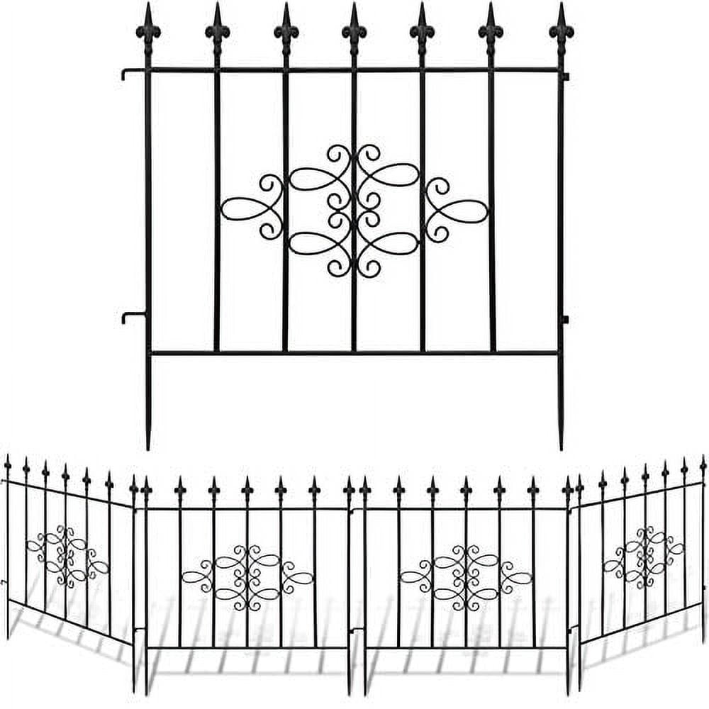 Black Iron Decorative Garden Fence Panels, 26in x 10ft