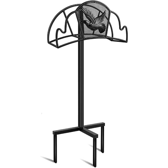 Amagabeli Garden Hose Holder Stand Freestanding for Outside Holds 125ft Water Hose Detachable Rustproof Rack Storage Hanger Stakes Heavy Duty Decorative Free Standing in Ground Garden Lawn Metal Black