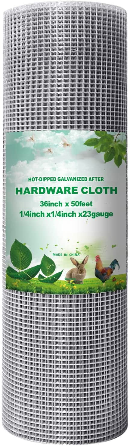 Amagabeli Hardware Cloth 1/4 36 x 50 Galvanized After Welding 23Gauge Wire Metal Mesh Roll Vegetables Garden Rabbit Fencing Snake for Chicken Run Critters Gopher Racoons Cage Wire JW002