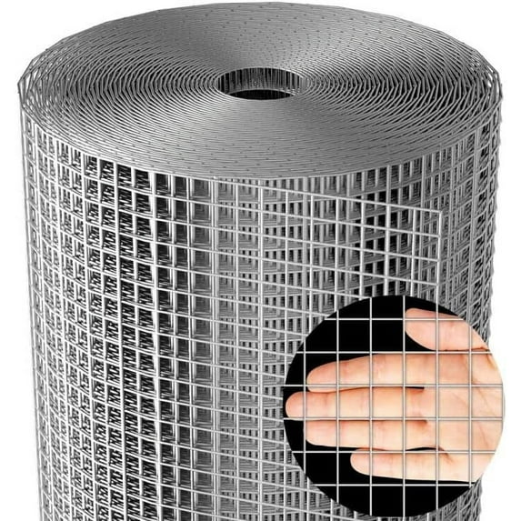 Amagabeli Hardware Cloth 48x100 1/2 Inch Galvanized After Welding 19 Gauge Square Chicken Wire Fence Mesh Roll Raised Garden Bed Plant Supports Poultry Netting Cage Snake Fence JW008