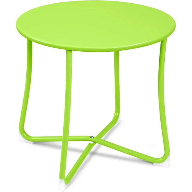 Amagabeli Metal Patio Side Table 18 x 18 Heavy Duty Weather Resistant Anti-Rust Outdoor End Table Small Steel Round Coffee Table Porch Table Snack Table for Balcony Garde Lime Green