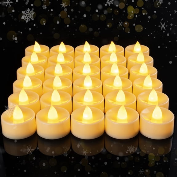Amagic 100 Pcs Flickering Flameless Tea Lights Battery Operated, 200+ Hours Long Lasting Electric Candle for Wedding Table Centerpiece, Home Decor, Gift, Birthday, Halloween, Christmas, Ivory Base