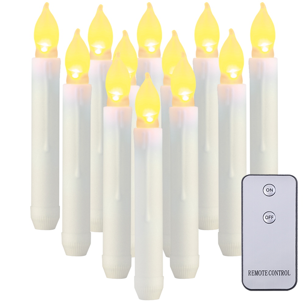 NEWEEN Set of 24 Flamelesss LED Taper Candles with Warm White