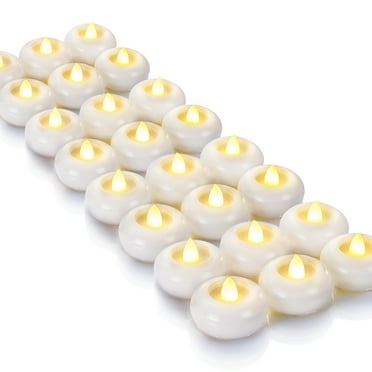 Amagic 24Pack 2” Flameless Led Floating Candles, 200 Hour Plastic Battery Operated,Flickering Waterproof Tealights