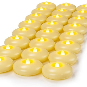 Amagic 24Pack 3” Flameless Led Floating Candles, Ivory Base,200 Hour Plastic Battery Operated,Flickering Waterproof Tealights