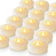 Amagic 24Pack 3” Flameless Led Floating Candles, White Base,200 Hour Plastic Battery Operated,Flickering Waterproof Tealights