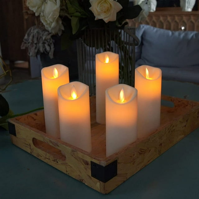 Amagic 5PCS Outdoor Waterproof Flameless Candles, Moving Flame, Battery