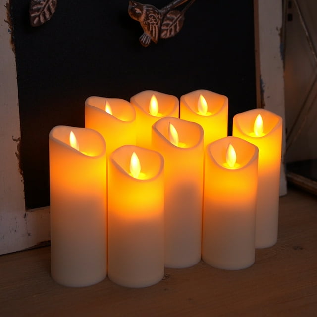 Amagic Ivory LED Pillar Candles, Moving Flame, Flickering Flameless