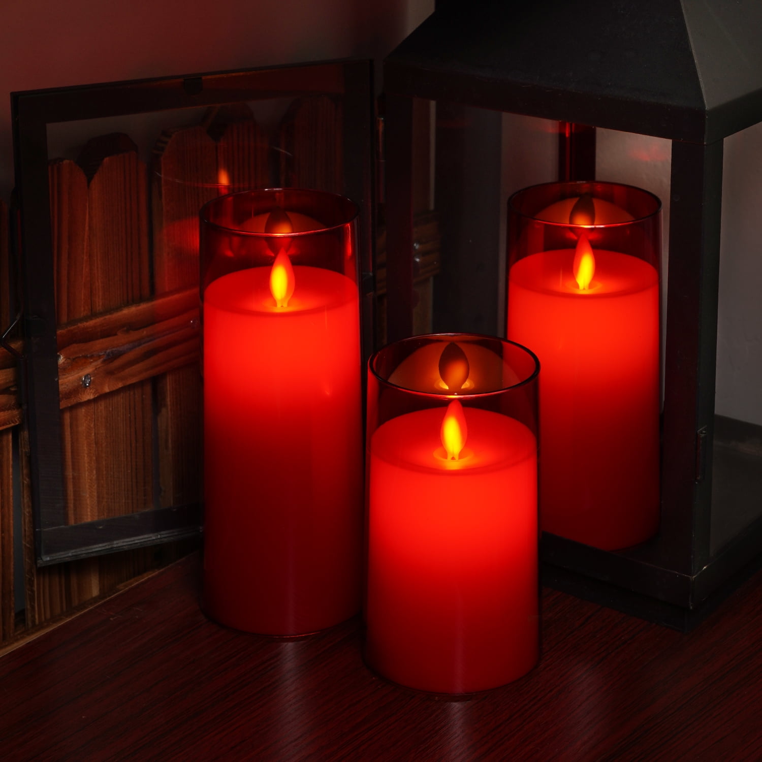 Amagic Red Flickering Flameless Unbreakable Plexiglass LED Pillar