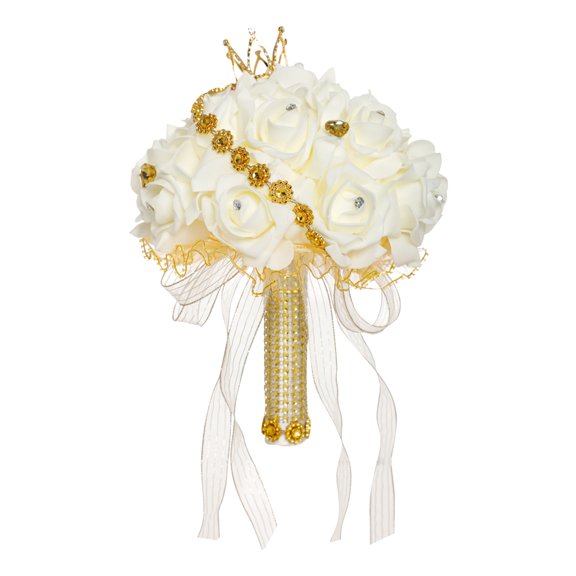 Amagogo Artificial Bridal Bouquet, Elegant Design With Premium Pe Material And Decorative Rhinestones, Non-Fading For Long-Lasting Beauty, Perfect For Wedding Hall Decoration,