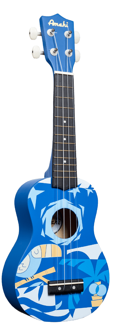 Amahi DDUK2 Soprano Size Ukulele with Gig Bag - Blue Bird Graphic